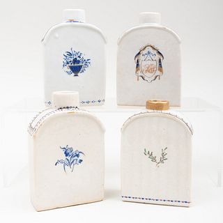 Group of Four Chinese Export Cobalt Decorated Tea Caddies