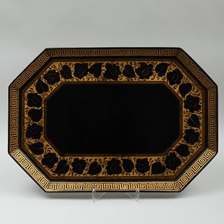 English Octagonal Papier Mache Tray and an Indian Shaped Papier Mache Tray
