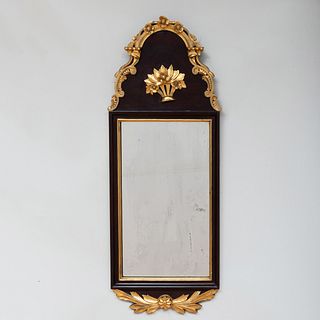 Continental Mahogany and Parcel-Gilt Mirror