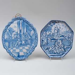 Two of Dutch Delft Blue and White Plaques