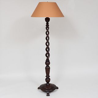 Victorian Style Carved Barley-Twist Floor Lamp