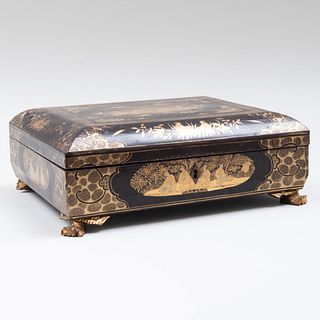 Chinese Export Black and Gilt Lacquer Box