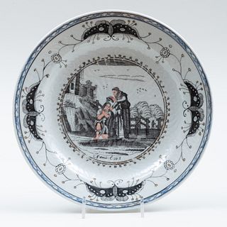 Chinese Export Grisaille Porcelain Dutch Market Subject 'Samuel Annointing Saul' Plate