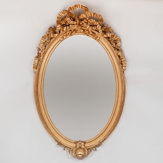Large Victorian Oval Giltwood Mirror