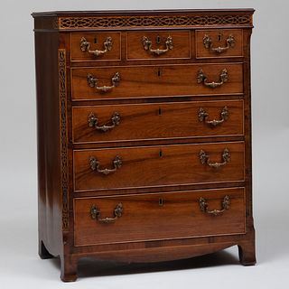 George III Carved Mahogany Tall Chest of Drawers