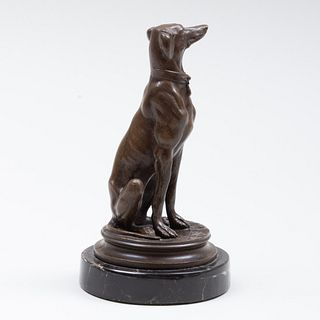 After Antoine Louis Barye (1795-1875): Seated Dog 