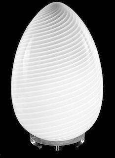 Vetri Murano Art Glass White Egg Lamp