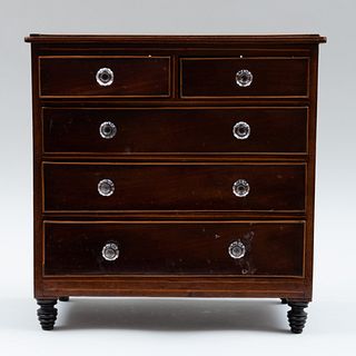 Miniature Victorian Inlaid Mahogany Chest of Drawers