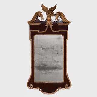 George III Mahogany and Parcel-Gilt Mirror