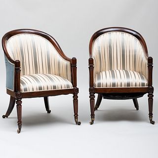 Pair of Regency Carved Rosewood Armchairs