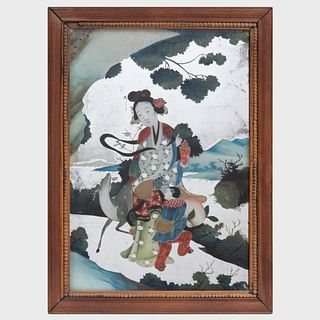 Pair of Chinese Export Reverse Glass Paintings