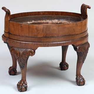 George II Carved Mahogany Bottle Carrier
