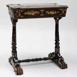 Chinese Export Black Lacquer Sewing Table