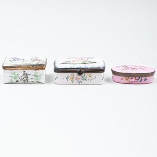 Three French and English Enamel Snuff boxes