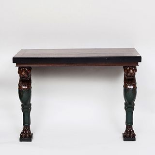 Pair of Early Victorian Mahogany and Ebonzied Console Tables