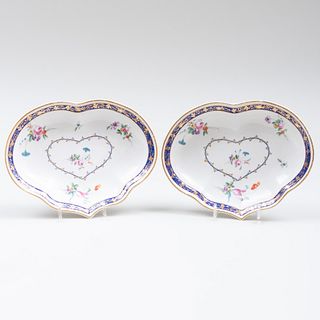 Pair of English Porcelain Kidney Shaped Dishes