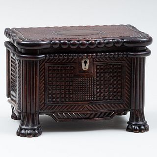 Victorian Mahogany and Eboized Chest-Form Decanter Box