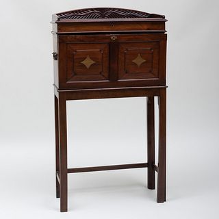 Colonial Brass-Mounted Carved Rosewood Desk on Stand