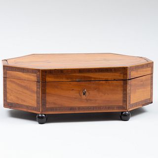 George III Rosewood-Inlaid Satinwood Sewing Box