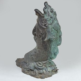 Large Japanese Bronze Fountain in the Model of a Carp