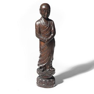 18th Century Japanese wood carving of monk