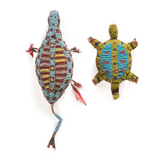 Sioux Beaded Turtle Umbilical Amulets, From the Stanley B. Slocum Collection, Minnesota