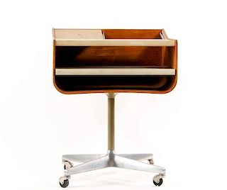 Mid-Century Plywood and Laminate Desk on Casters
