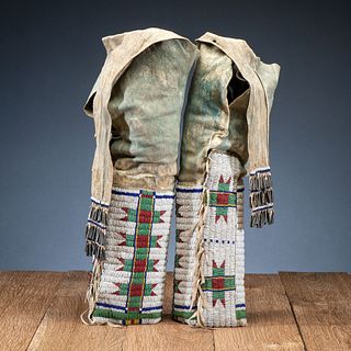 Arapaho Beaded and Dyed Leggings, From the Collection of Robert Jerich, Illinois