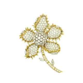 12.50ct Diamond Flower Brooch Pin