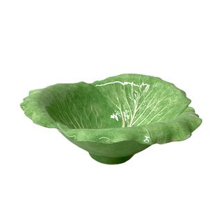 Large Dodie Thayer signed lettuce leaf bowl