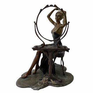 Isaac Maimon Bronze Woman Seated At Vanity