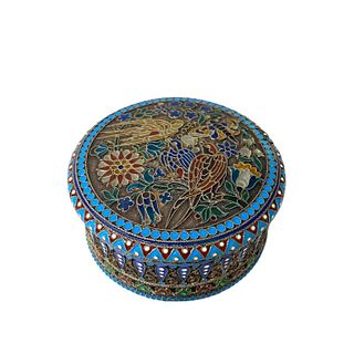 Russian Roung Box With Plique A Jour Top