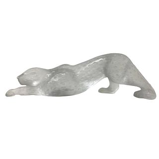 A Lalique "Zeila Panther" frosted glass sculpture