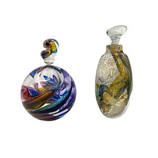 (2) Two Art Glass Perfume Bottles