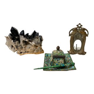 MIsc Lot. Inkwell. Picture Frame. Geode.