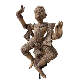 Burma Antique Puppet On Metal Plinth