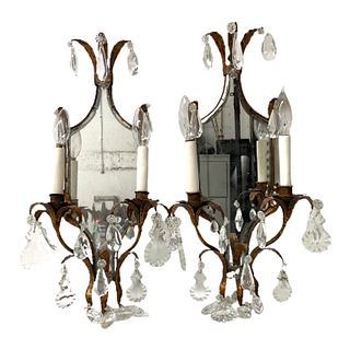 Gilt Metal Mirroed Wall Sconces