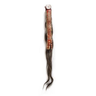 Plains Beaded and Quilled Hide Hair Ornament, From the Collection of Robert Jerich, Illinois