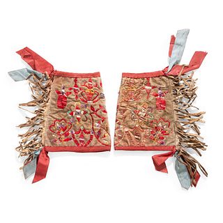 Sioux Man's Quilled Hide Cuffs, From the Stanley B. Slocum Collection, Minnesota