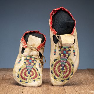 Cheyenne Beaded Hide Moccasins, From the Collection of Robert Jerich, Illinois