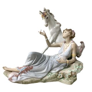 Large Lladro Unicorn Figural Group