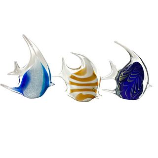 Collection of 3 Murano contemporary fish sculpture