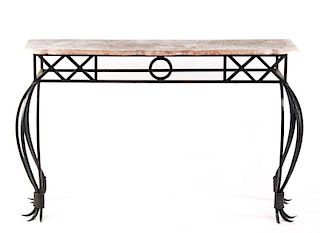 Andrew Crawford Marble Top Iron Console Table