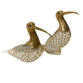 Pair of Murano And Brass Duck Figures