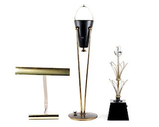Group of 3 Modern Table Lamps with Brass