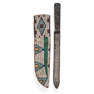 Cheyenne Beaded Buffalo Hide Knife Sheath, From the Collection of Robert Jerich, Illinois