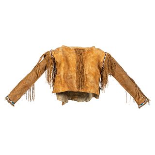Early Apache Beaded Buffalo Hide Shirt