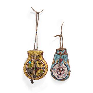 Cheyenne and Ute Beaded Buffalo Hide Amulet Bags, From the Collection of Robert Jerich, Illinois