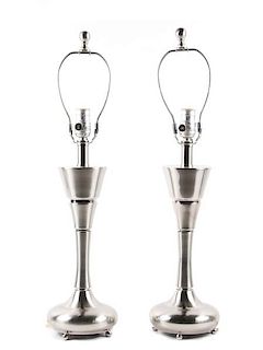 Pair of Stiffel Modern Chrome Table Lamps