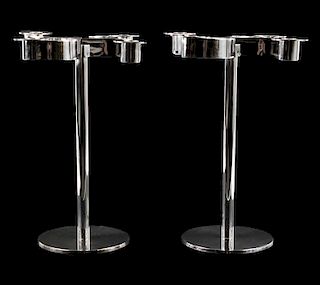 Pair of 4-Light Silver Plated Modern Candelabras